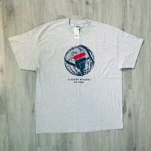 FILA Gray Tee with Navy and Red Logo